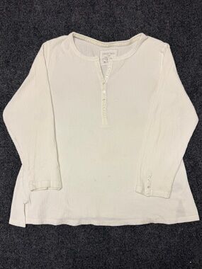 Avenue white thermal longsleeve henley shirt